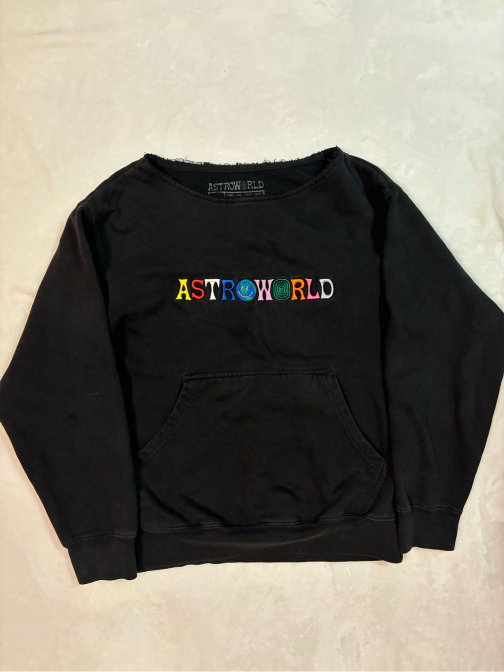 ASTROWORLD Black Graphic Sweatshirt with Colorful Logo